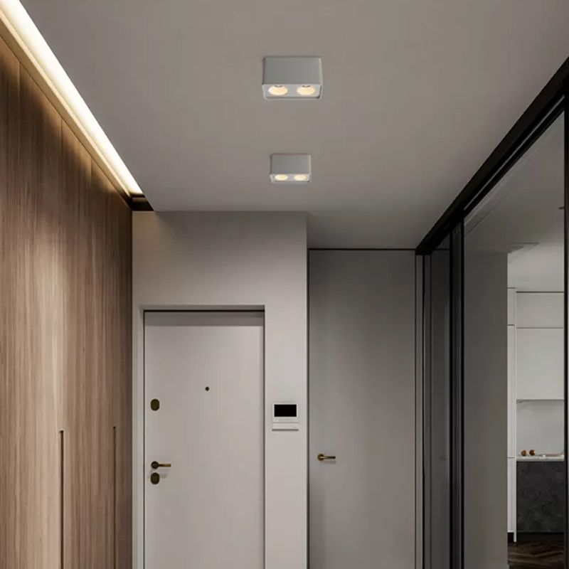 Plafonnier LED de forme rectangulaire, Style Simple et moderne, en aluminium, 2 lumières, montage encastré pour étude