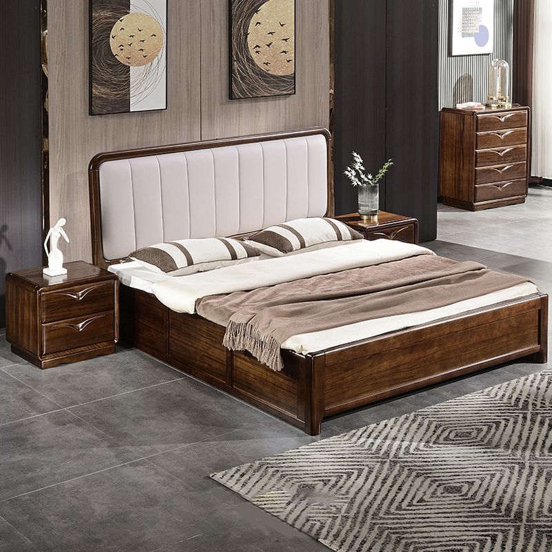 Mid-Century Modern Standard Bed Storage Bed Frame with Headboard