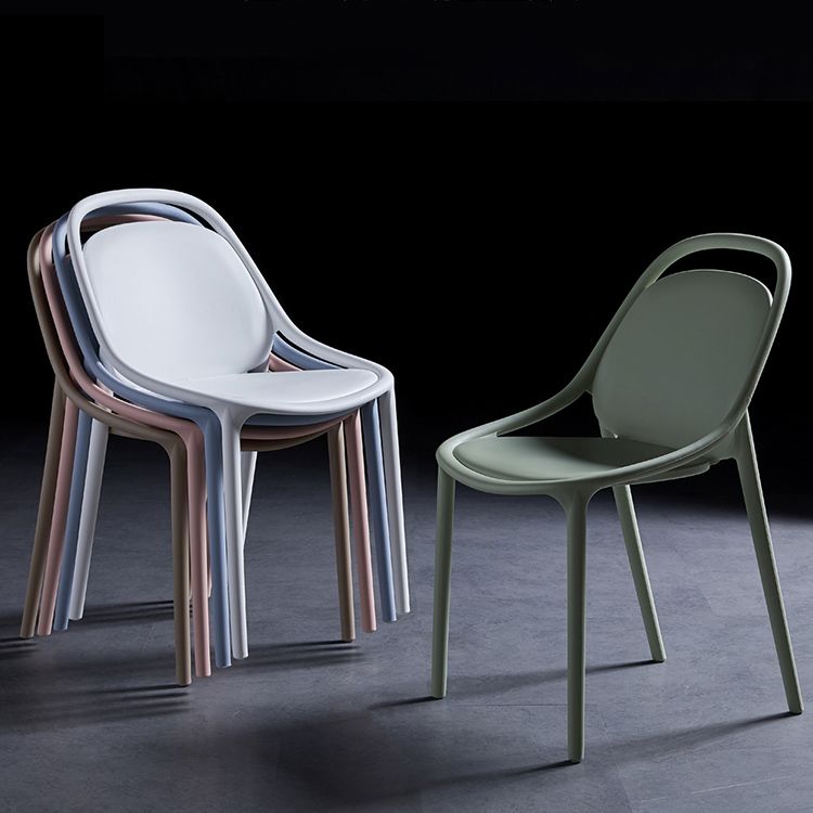 Contemporary Style Stackable Dining Chair Plastic Open Back Side Chair