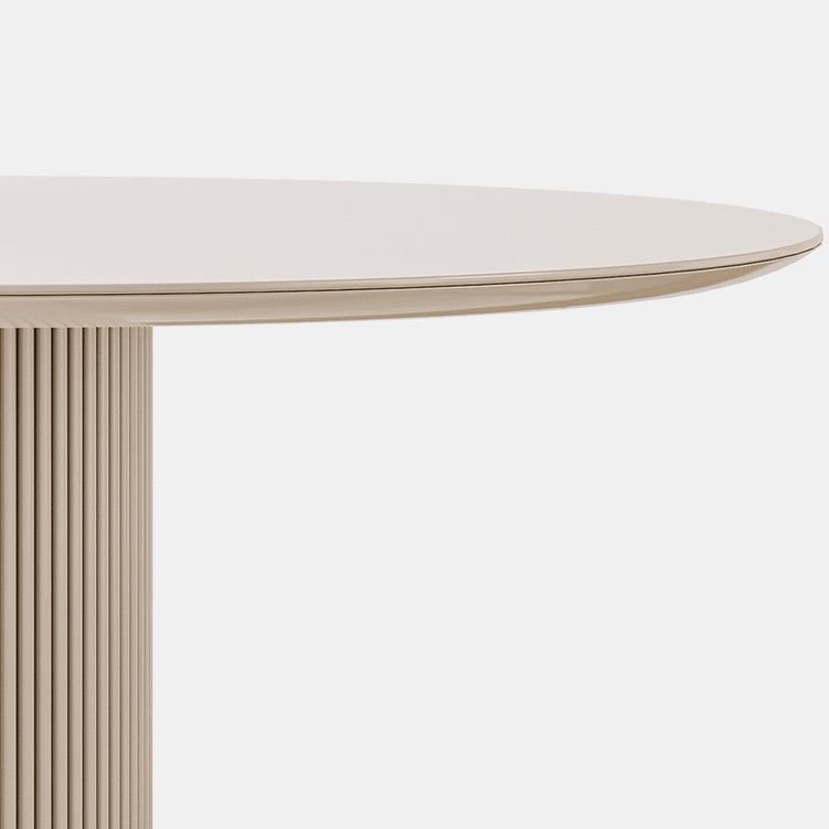Oval Dining Table Modern Stone Top Dining Table in White with Pedestal Base