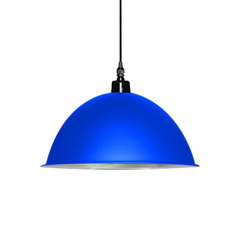 1 lampe suspendue à la tête avec une teinte de dôme métallique industriel salon plafond pendentif léger en rouge / jaune