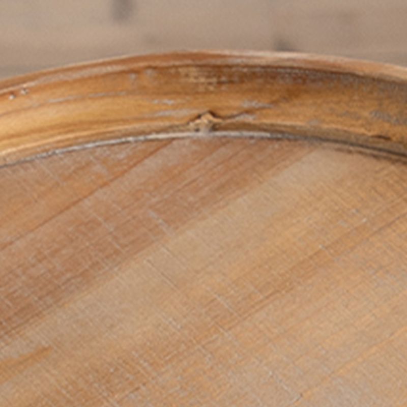 Round Wood Distressed Coffee Table Metal Pedestal Cocktail Table