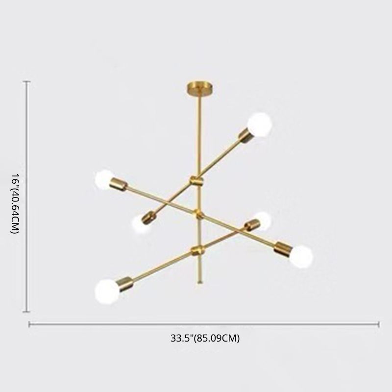 Linee geometriche lampadario in metallo creativo design a lampadina nuda dispositivo di illuminazione moderna in oro elettroplato