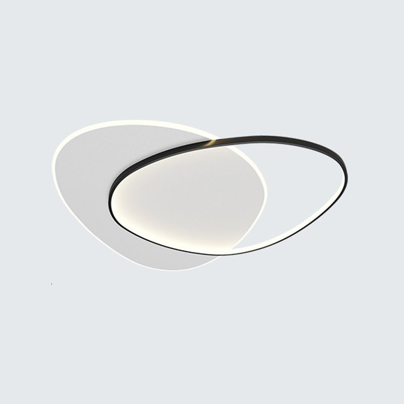 Plafonnier LED en aluminium dans un style créatif moderne, Noir et blanc acrylique oblong encastré