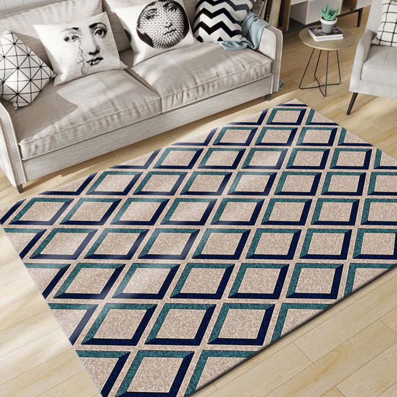 Classic Multi Color Geo Rug Polyster Glam Area Rug Non-Slip Backing Pet Friendly Carpet for Parlor