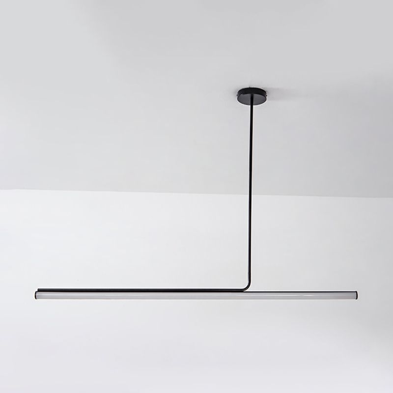 Modern Aluminum Pendant Lighting Linear Shape Hanging Light Fixtures in Black and White