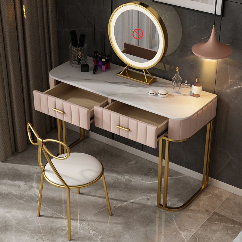 Make-up Vanity With Drawer Marble Glam Bedroom Double Drawers