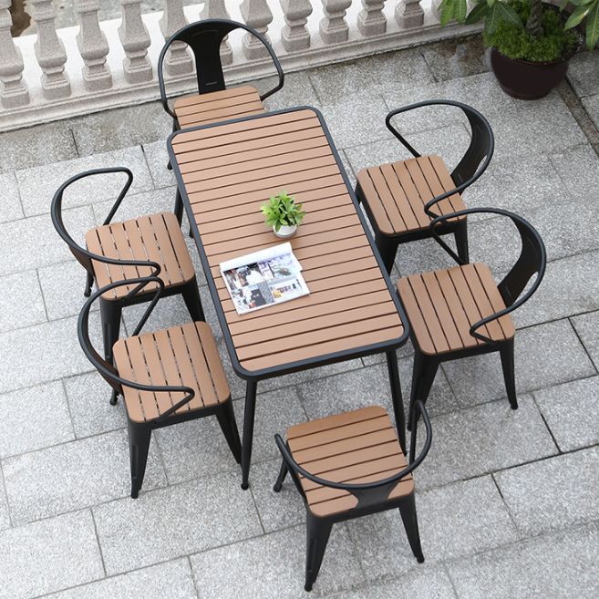 Contemporary Rectangle Table Set 1/2/3/5/7 Pieces Dining Set for Restaurant