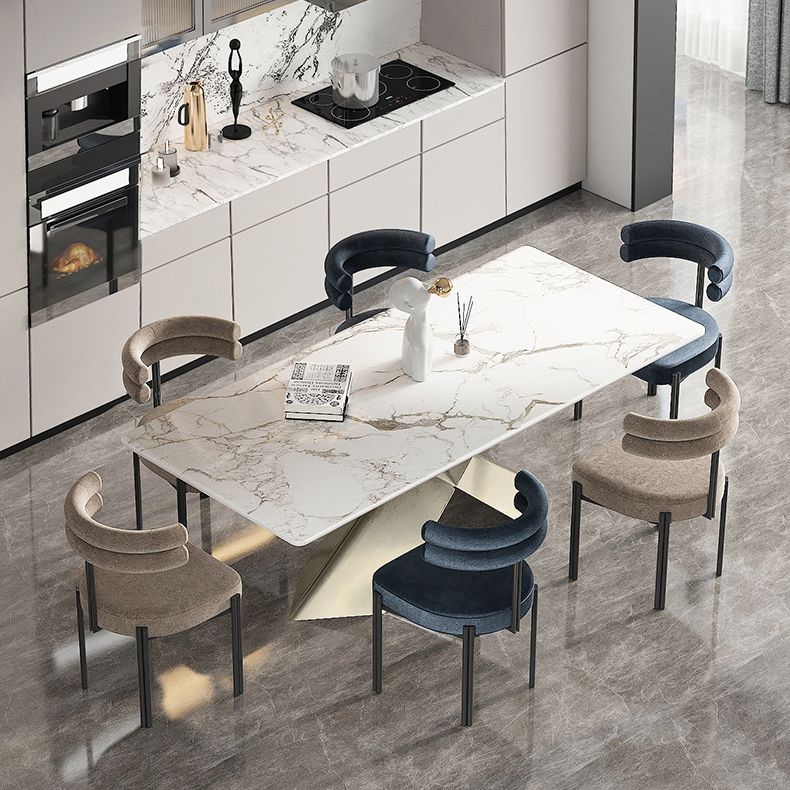 Chaise de salle à manger contemporaine sans accoudoirs en métal, chaise latérale de salle à manger à dossier ouvert pour un usage domestique