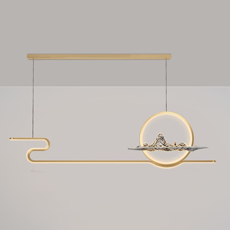 Contemporary Metal 2 Light Pendant Lights Linear Island Light Fixtures for Kitchen