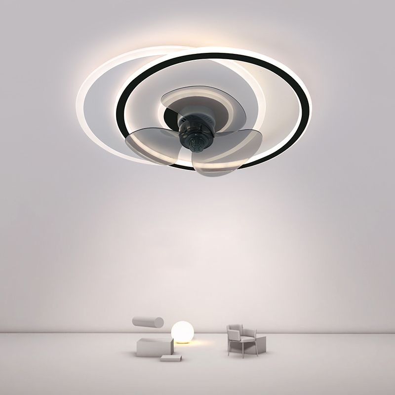 3-Lights Modern LED Fan Light Metal Geometric Flush Mount Light for Living Room