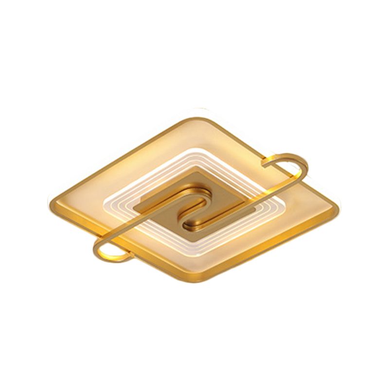 16.5"/20.5" W Square Parlor Flushmount Metal LED Contemporary Close to Ceiling Lamp in Gold, Warm/White Light