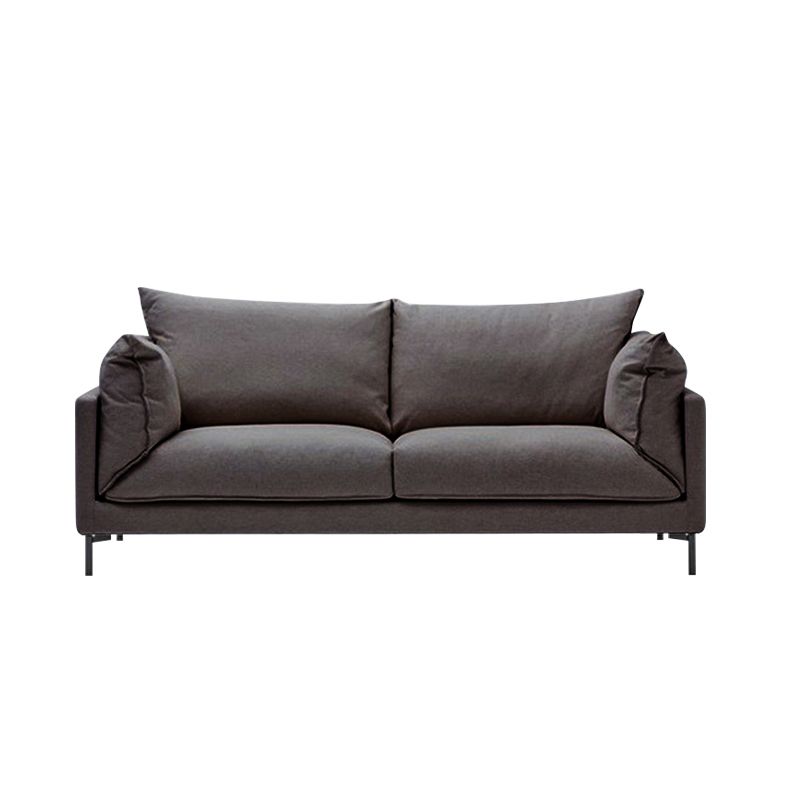 Modern Living Room Fabric Sofa Recessed Arm Loveseat with Black Legs