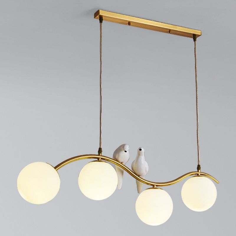 Industrial Style Globe Shape Island Lights Metal 3/4 Lights Pendant Light in Gold
