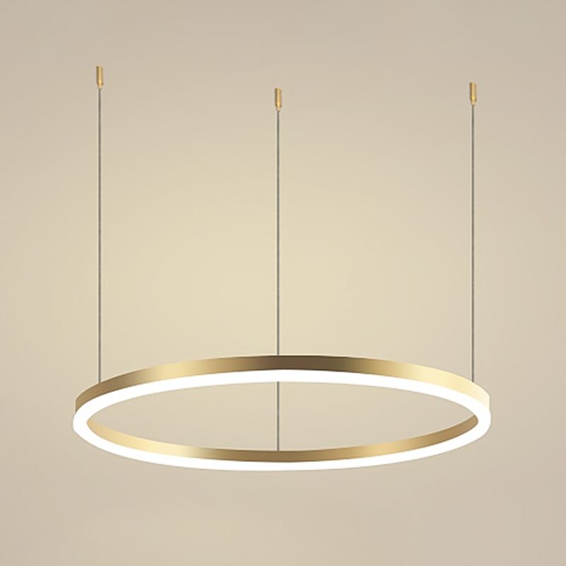 Contemporary Circle Shape Pendant Chandelier Metal 1-Light Pendant Lighting in Gold