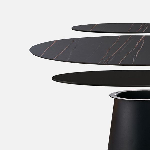 Round Sintered Stone Dining Table Modern Furniture with Pedestal Base for Home