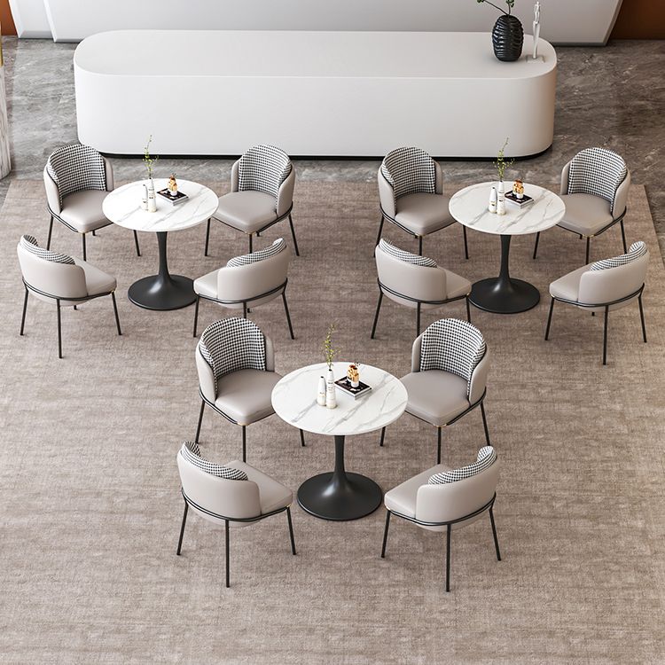 Round Dining Table Set with Metal Base 1/5 Pieces Modern Dinette Set for Kitchen