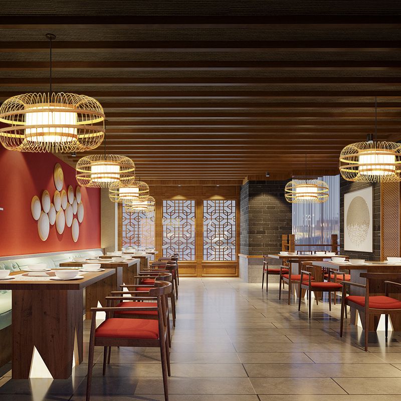 Beige 1-Light Japanese Hanging Lamp Kit Lantern Silk Pendant for Dining Room