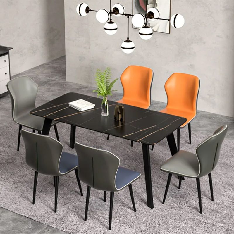 Faux Leather Dining Chairs 17.3" Wide Wingback Parsons Chair Set