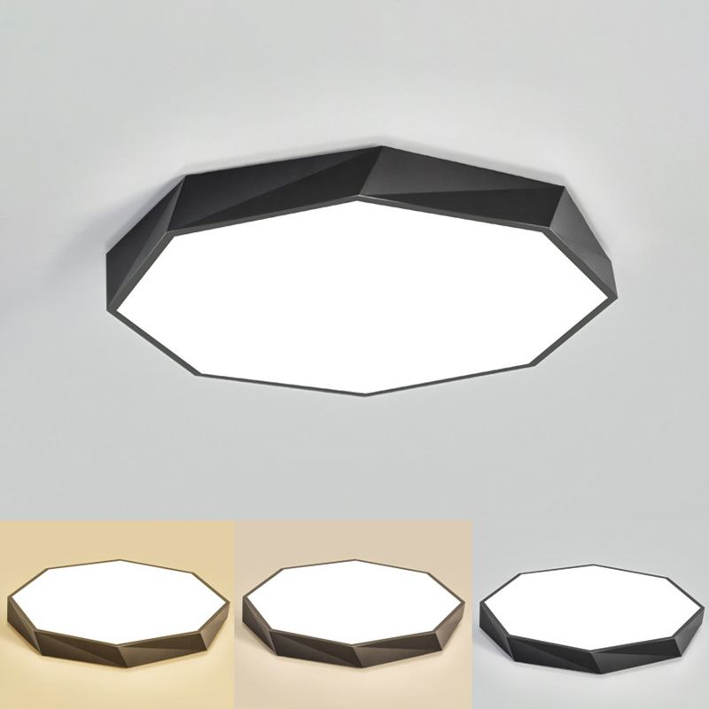 Lámpara de techo LED moderna y simple octogonal con marco metálico y lámpara de iluminación de dormitorio de oficina integrada