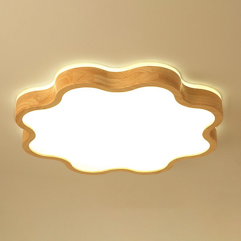 Contemporary Creative Wooden LED Flush Mount Ceiling Light for Living Room