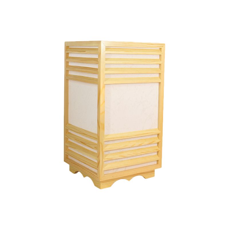 1 Kopf rechteckige Lesen helles zeitgenössisches Holz Nachttischlampe in Beige zum Studium