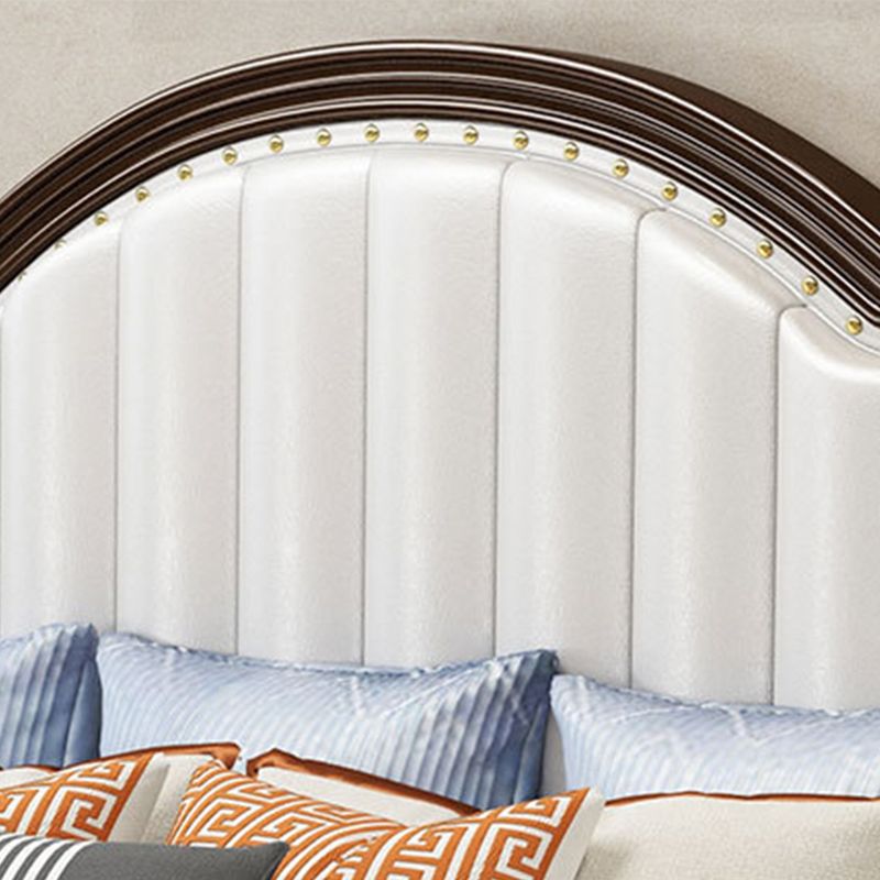 Contemporary Bed Frame Rubber Wood Panel Bed with Upholstered Headboard