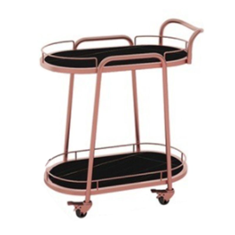 Contemporary Oval Metal Prep Table 26.77"W Rolling Prep Table for Dining Room