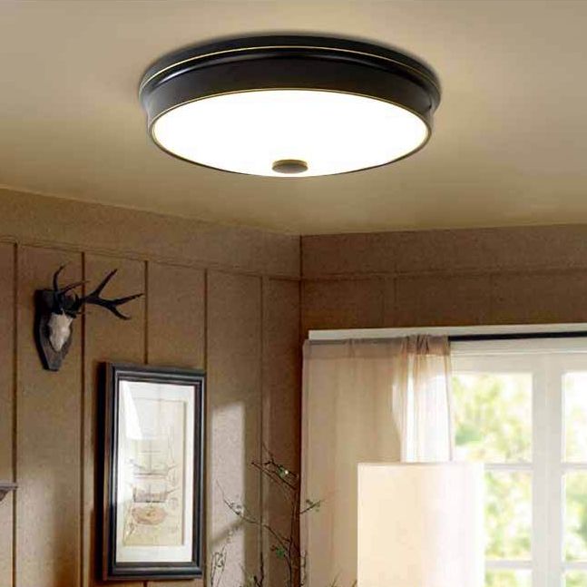 Rustic Simple Metal Flush Mount Ceiling Lamp Round Shape LED Flush Mount Lighting for Bedroom