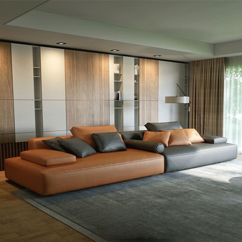Transitional Modern Stain Resistant Sofa with Bolster Pillows 25.6"H Square Arm Sofa