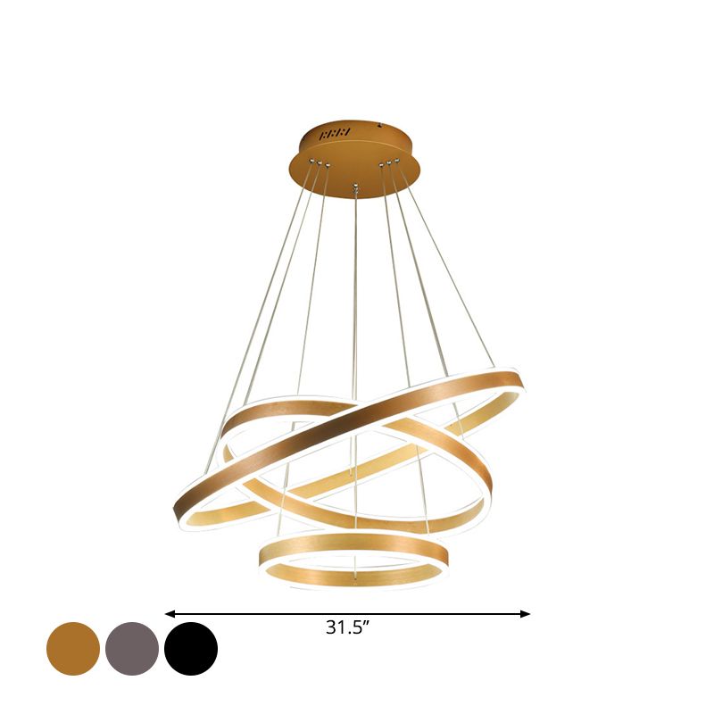Lampada per appennata a led minimalista Black/Gold/Coffee 3 Circle a livello lampadario con ombra acrilica