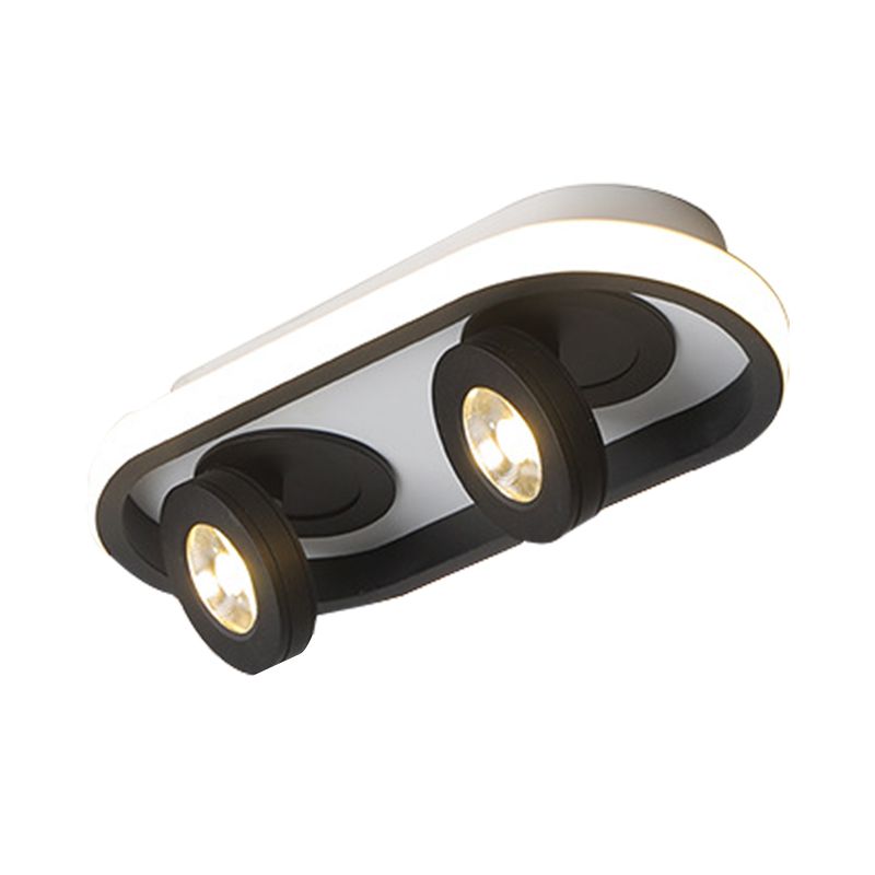 Rectangular Flush Lighting Modern Acrylic 4/6/8 Lights Black Flush Ceiling Lamp in Warm/White Light for Living Room