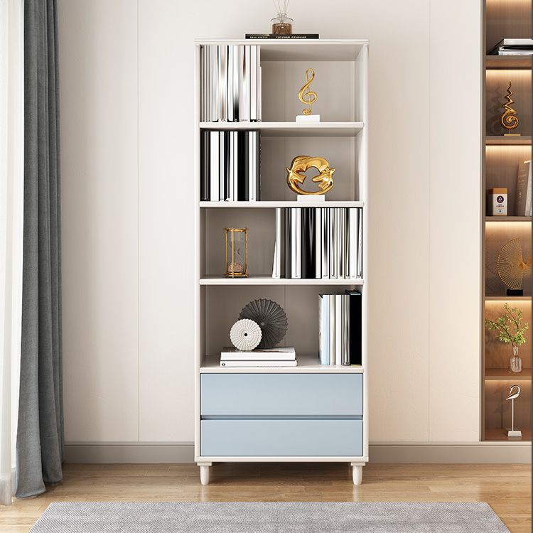 Modern Wooden Bookcase Standard Open Back Bookshelf with Drawers