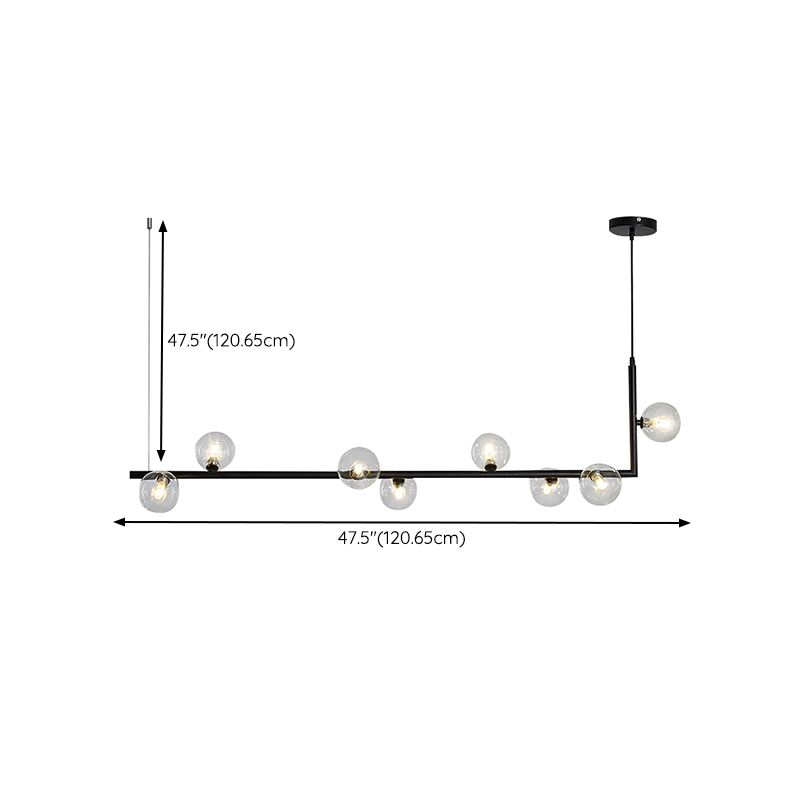 Modernism Globe Shaded Ceiling Light Black Kitchen Island Lighting for Room