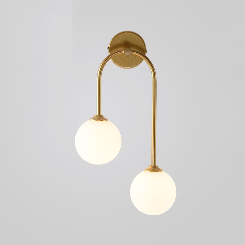 2-Light Golden/Black Contemporary Wall Mounted Sconce Iron Wall Light for Foyer