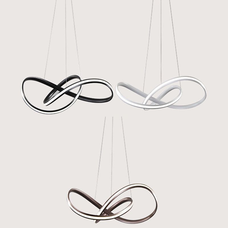 Contemporary Style Minimalism LED Line Light Aluminum Lamp Body Living Room Lighting Fixture with 39.3" Adjustable Hanging Wire