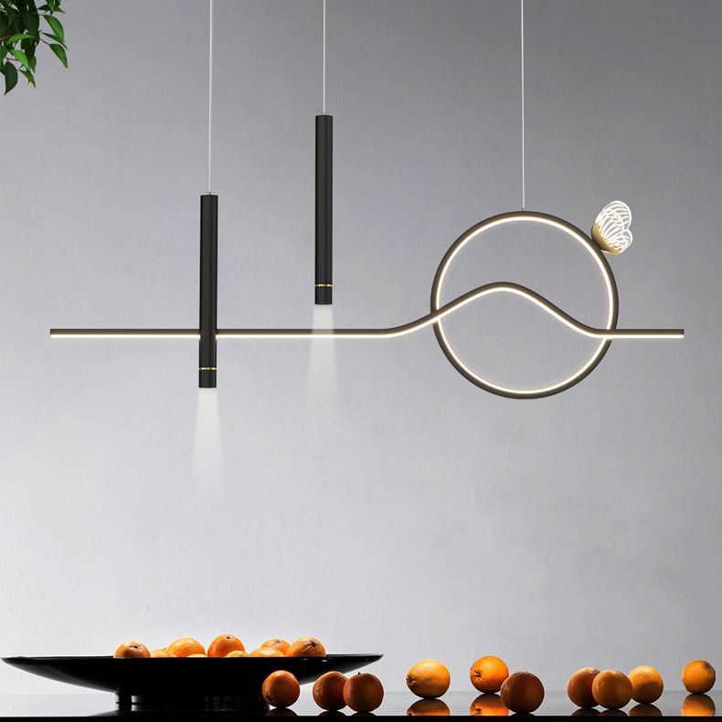 4-Light Geometric Island Lighting Fixtures Contemporary Metal Island Lighting Ideas