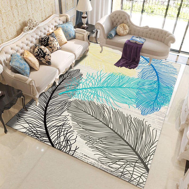 Classic Plant Print Rug Multi-Color Western Area Rug Polypropylene Easy Care Stain-Resistant Carpet for Parlor