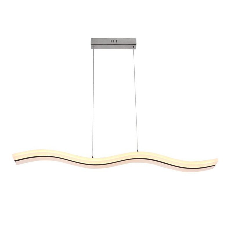Linear Shape Metal Island Chandelier Modern 1 Light Island Ceiling Light in Black