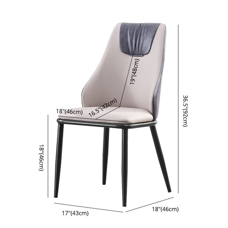 Chaises de salle à manger en cuir moderne en métal en métal avec des jambes noires