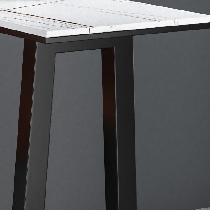 Rectangle Stone Black Metal Bar Height Table Industrial Double Pedestal Bar Table