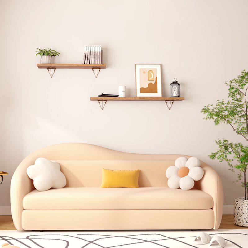 Upholstered Sleeper Sofa in Light Yellow Modernism Curved Sleeper Sofa