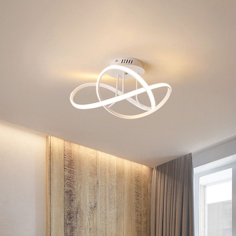Luz semi empotrada trenzada metálica, LED nórdico negro/blanco/café, iluminación cerca del techo para dormitorio