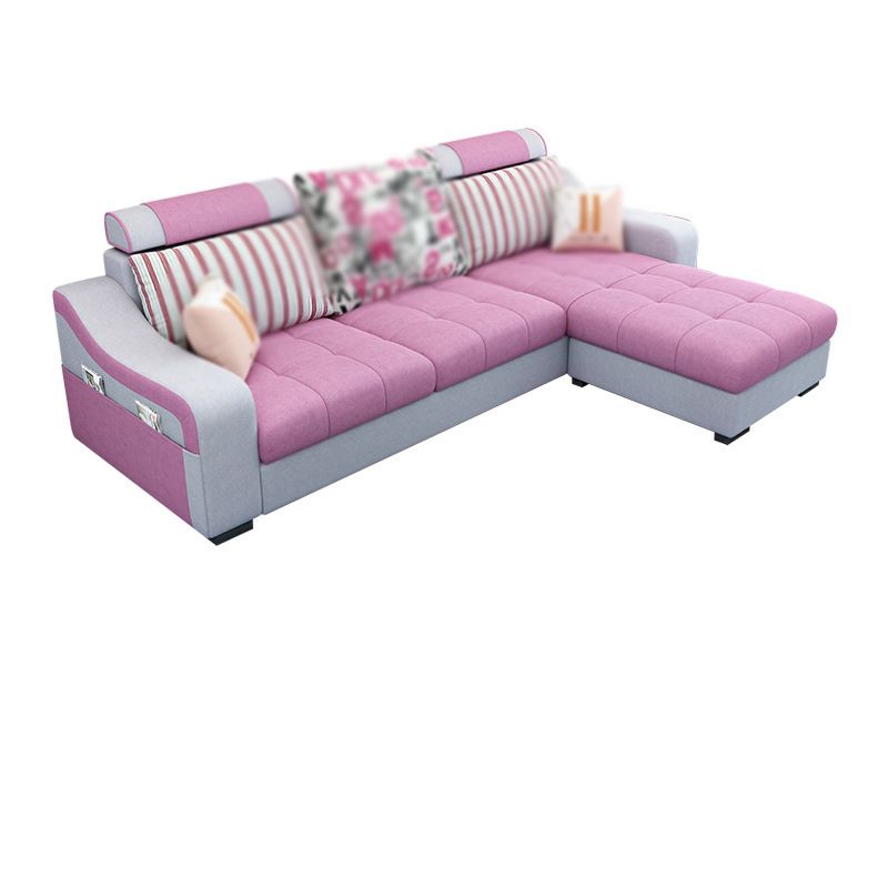 Sloped Arms Sectionals 106.3"D x 57"W High Back Sofa with Storage