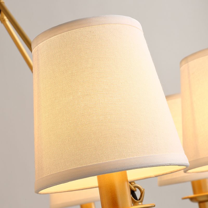 Lustre de lustre vertical américain lustre de plafond en métal avec ombre en tissu
