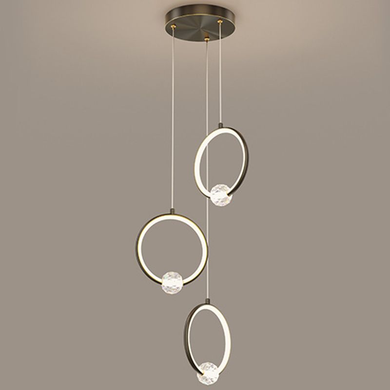 Modern Style Round Shade Hanging Light Crystal Light Pendant Lamp for Dining Room