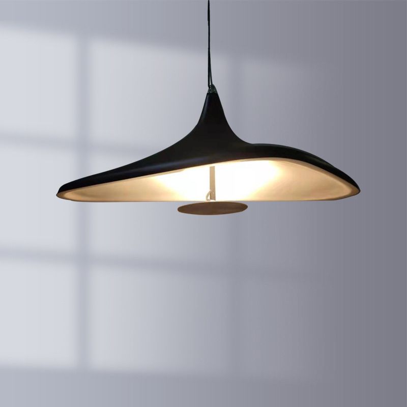 Black Hat Shaped Chandelier Light Fixture Art Deco Resin LED Pendant Lighting for Diner