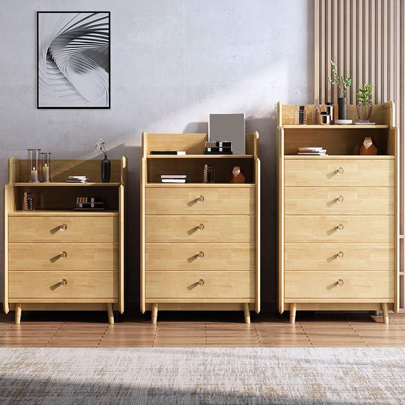 Glam Vertical Solid Wood Storage Chest Bedroom Chest with Drawers