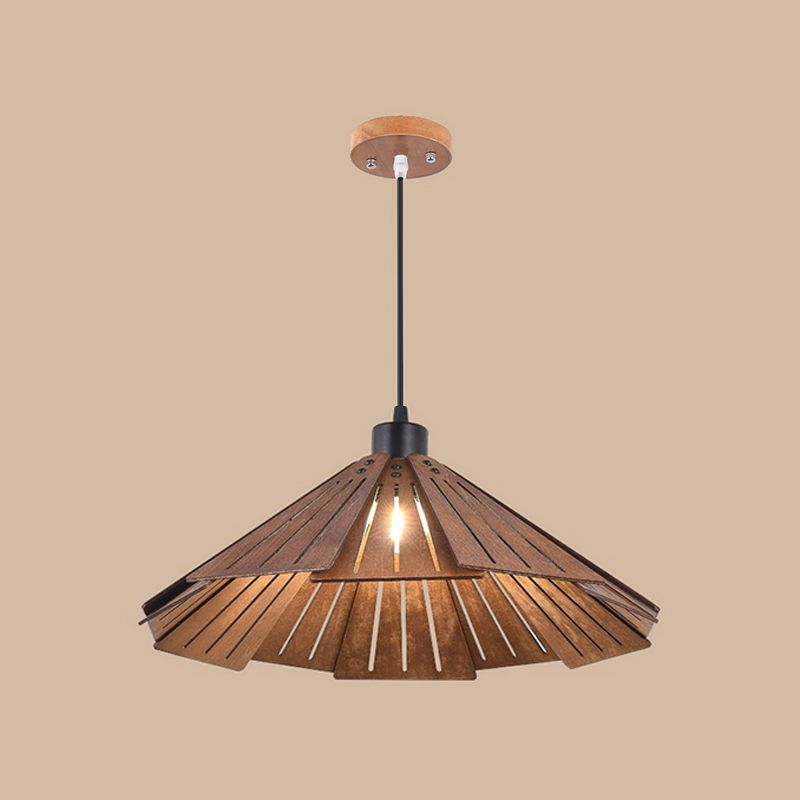 Pot Cover Shade Hanging Lighting Modern Style Wood 1 Light Sanging Lamping