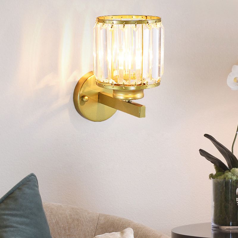 Crystal Half Cylinder Shape Wall Lights Modern Style 1-Light Wall Light Sconce